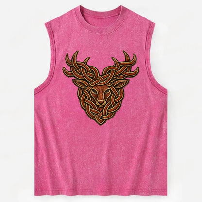 Stag Knot - Vintage Washed Tank - Pink