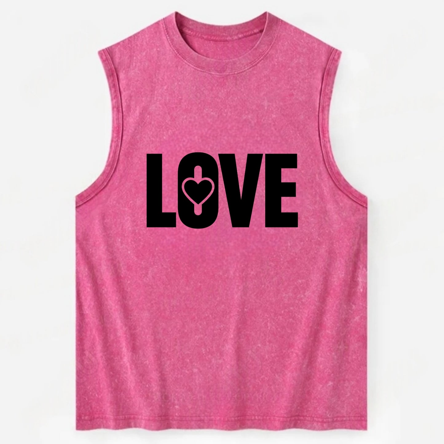 Bold typography design - "LOVE" - universal connection, heart centered - Vintage Washed Tank - Pink