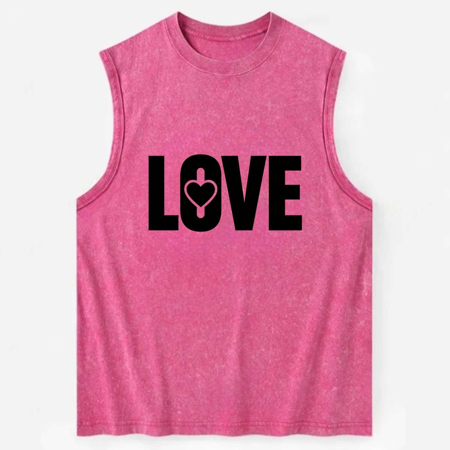 Bold typography design - "LOVE" - universal connection, heart centered - Vintage Washed Tank - Pink