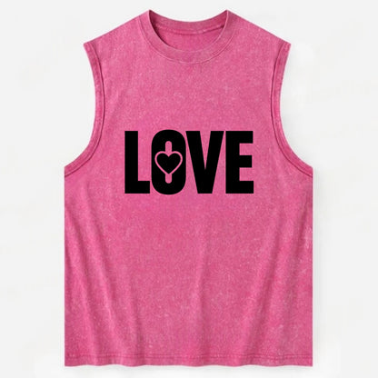 Bold typography design - "LOVE" - universal connection, heart centered - Vintage Washed Tank - Pink