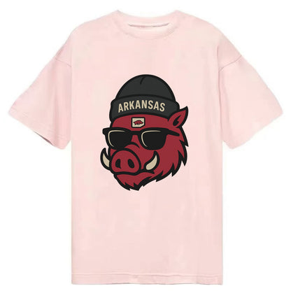 Fayetteville Razorback wearing Arkansas beanie with hog patch - Classic T-shirt - Pink
