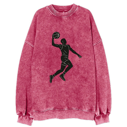 Basketball player dunking silhouette - Vintage Sweatshirt - Pink