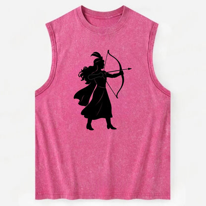 Warrior princess with bow and arrow - Vintage Washed Tank - Pink