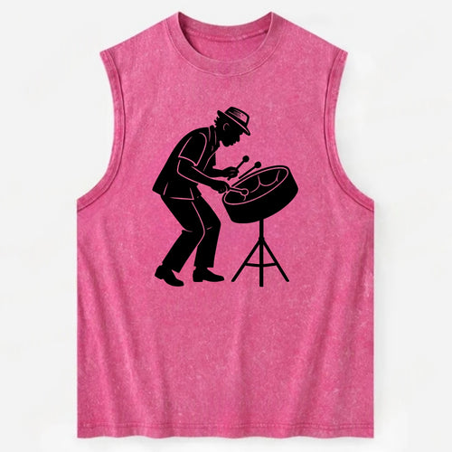Steel drum player Caribbean rhythm - Vintage Washed Tank