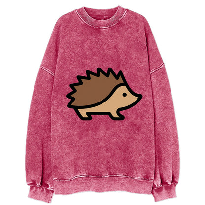 Hedgehog - Brown spiky back flat side profile - Vintage Sweatshirt - Pink