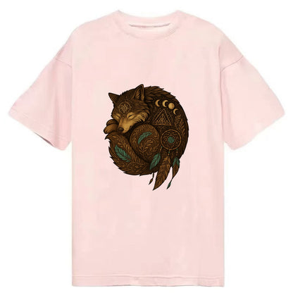 Sleeping Wolf Peace  - Classic T-shirt - Pink