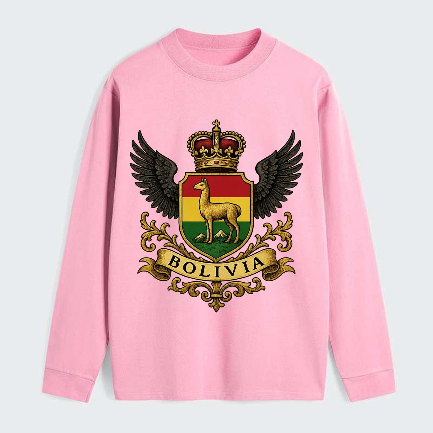 Bolivia Llama Emblem  - Classic Long Sleeve Shirt - Pink