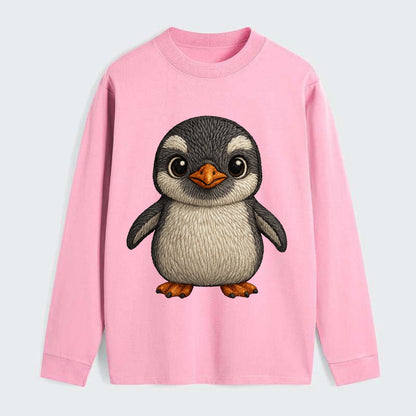 Baby Gentoo Penguin - orange beak, white cap, bright eyes, - Classic Long Sleeve Shirt - Pink