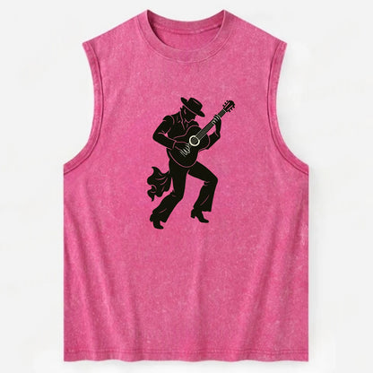 Flamenco guitarist dramatic pose - Vintage Washed Tank - Pink