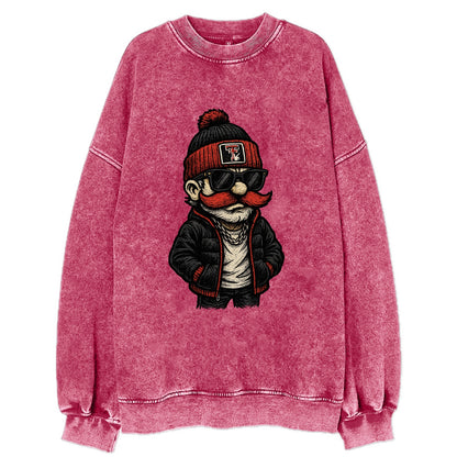 Lubbock Raider wearing Texas Tech beanie with guns up patch - Vintage Sweatshirt - Pink