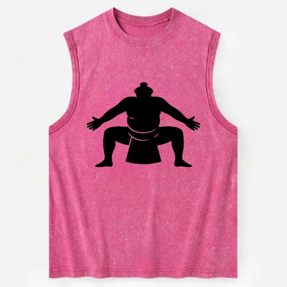 Japanese sumo wrestler ceremonial stance - Vintage Washed Tank - Pink