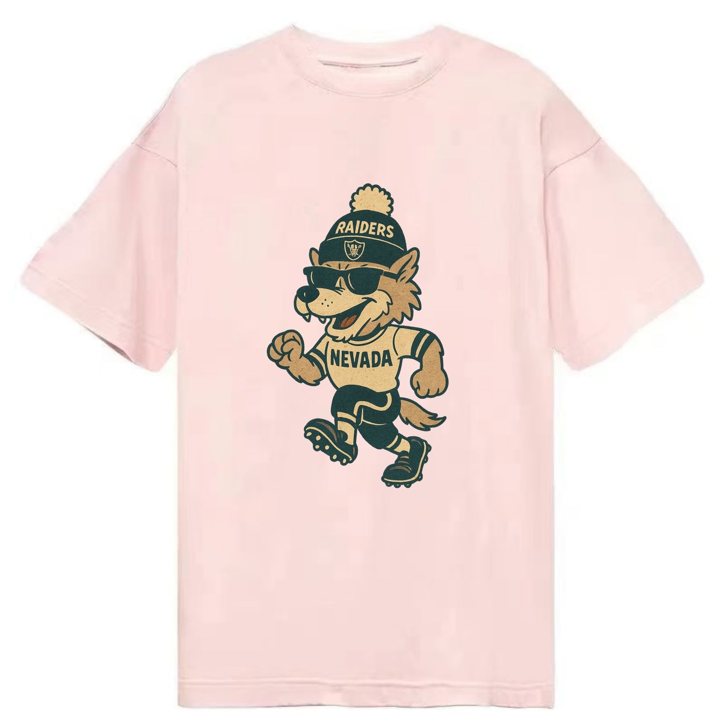 Nevada Wolf wearing Raiders beanie with outlaw patch and wayfarer sunglasses - Classic T-shirt - Pink
