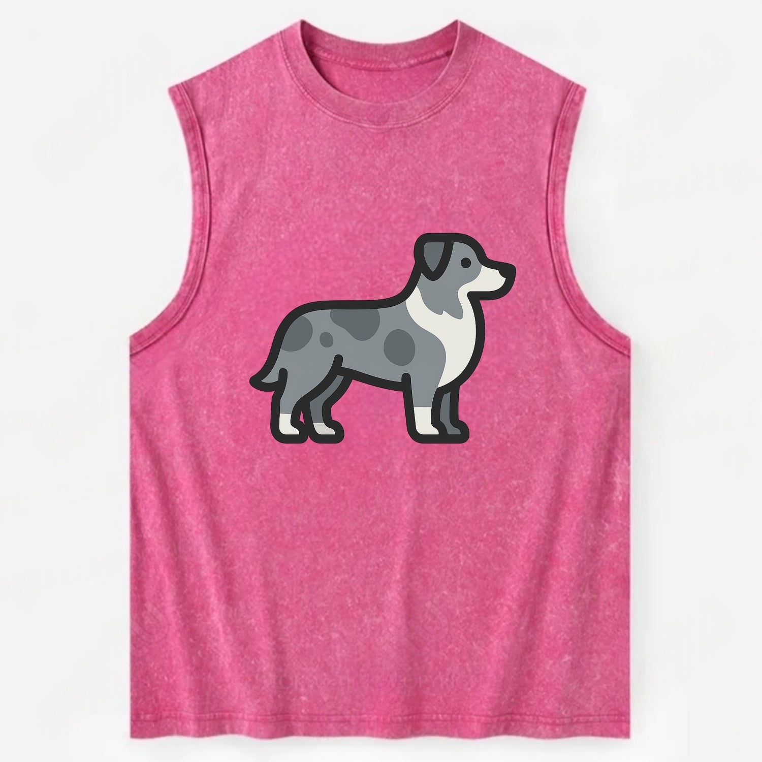 Australian Shepherd - Blue merle flat side profile - Vintage Washed Tank - Pink