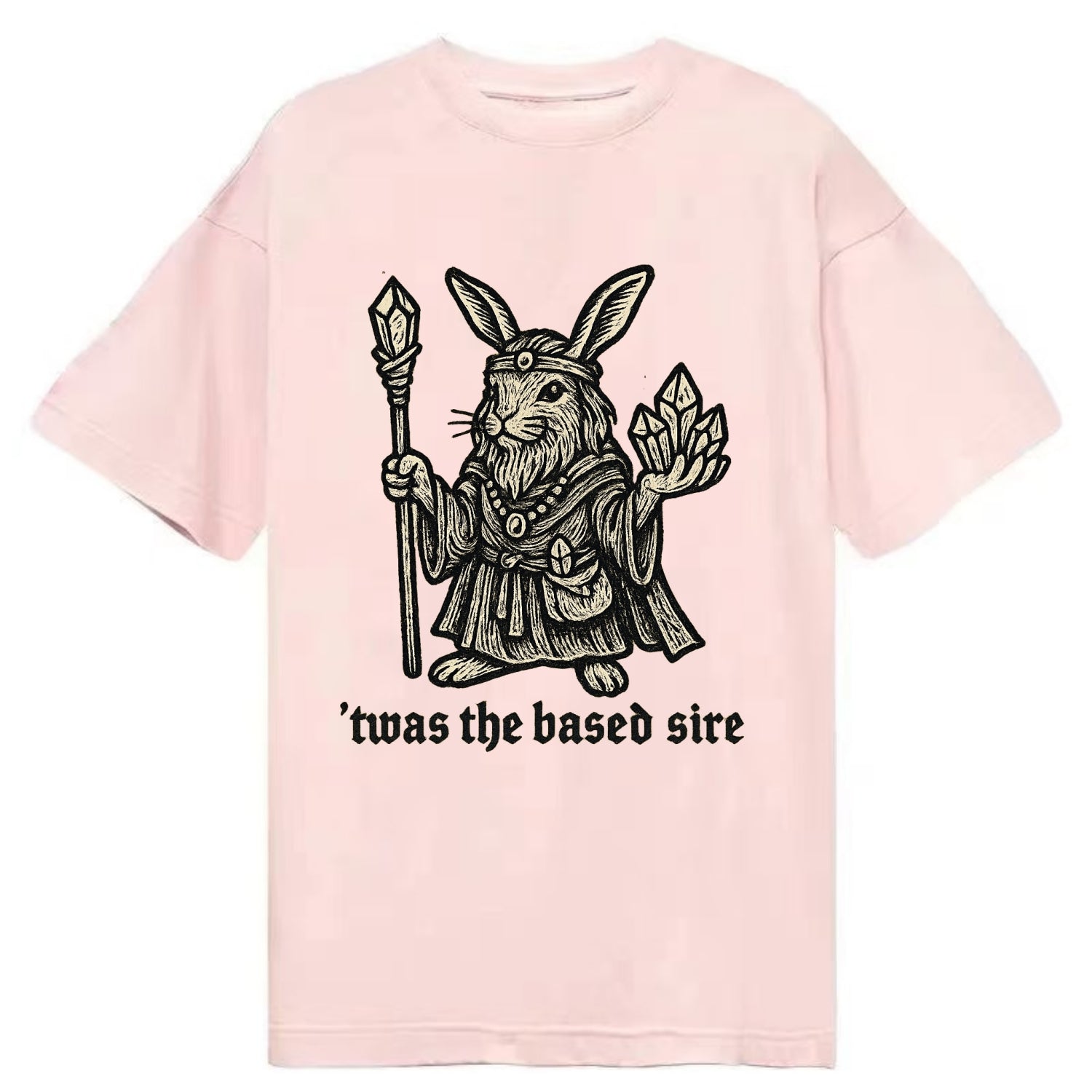 Crystals Healing Hippie Rabbit  - Classic T-shirt - Pink