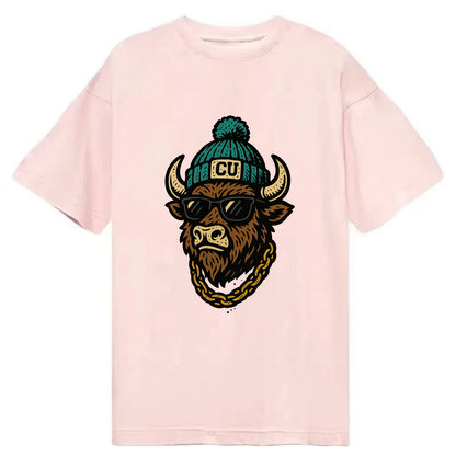 Boulder Ralphie wearing Colorado beanie with CU patch - Classic T-shirt - Pink