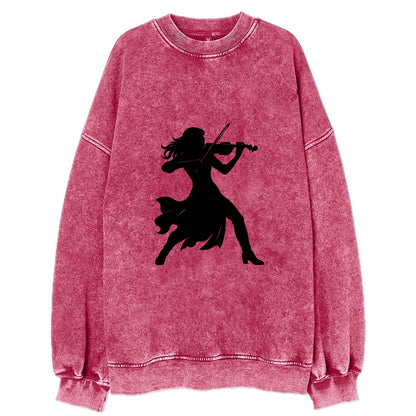 Violinist performing dramatic pose - Vintage Sweatshirt - Pink