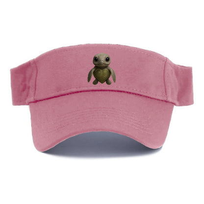 Baby Olive Ridley Turtle - olive green shell, heart-shaped carapace, bright eyes, - Visor - Pink