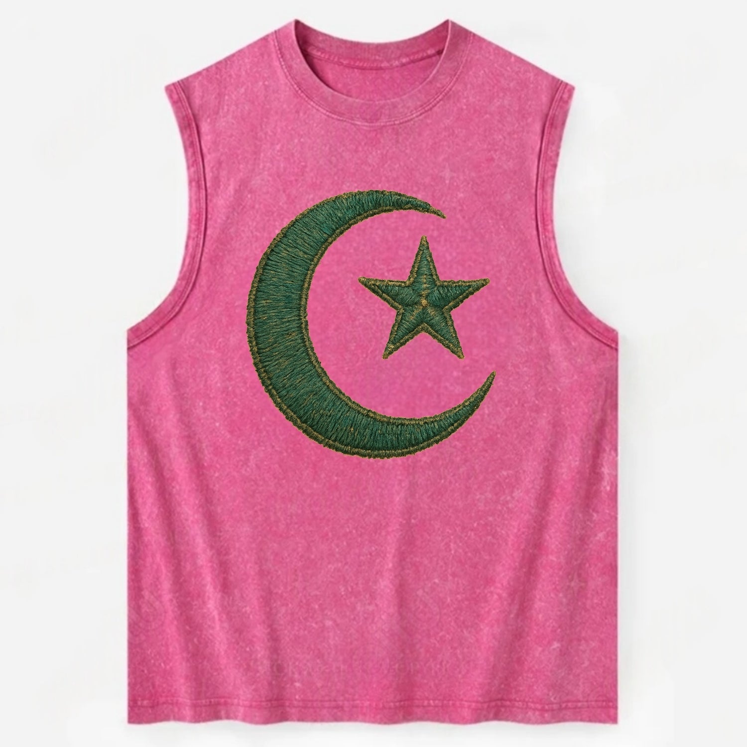 Crescent Moon and Star - Vintage Washed Tank - Pink