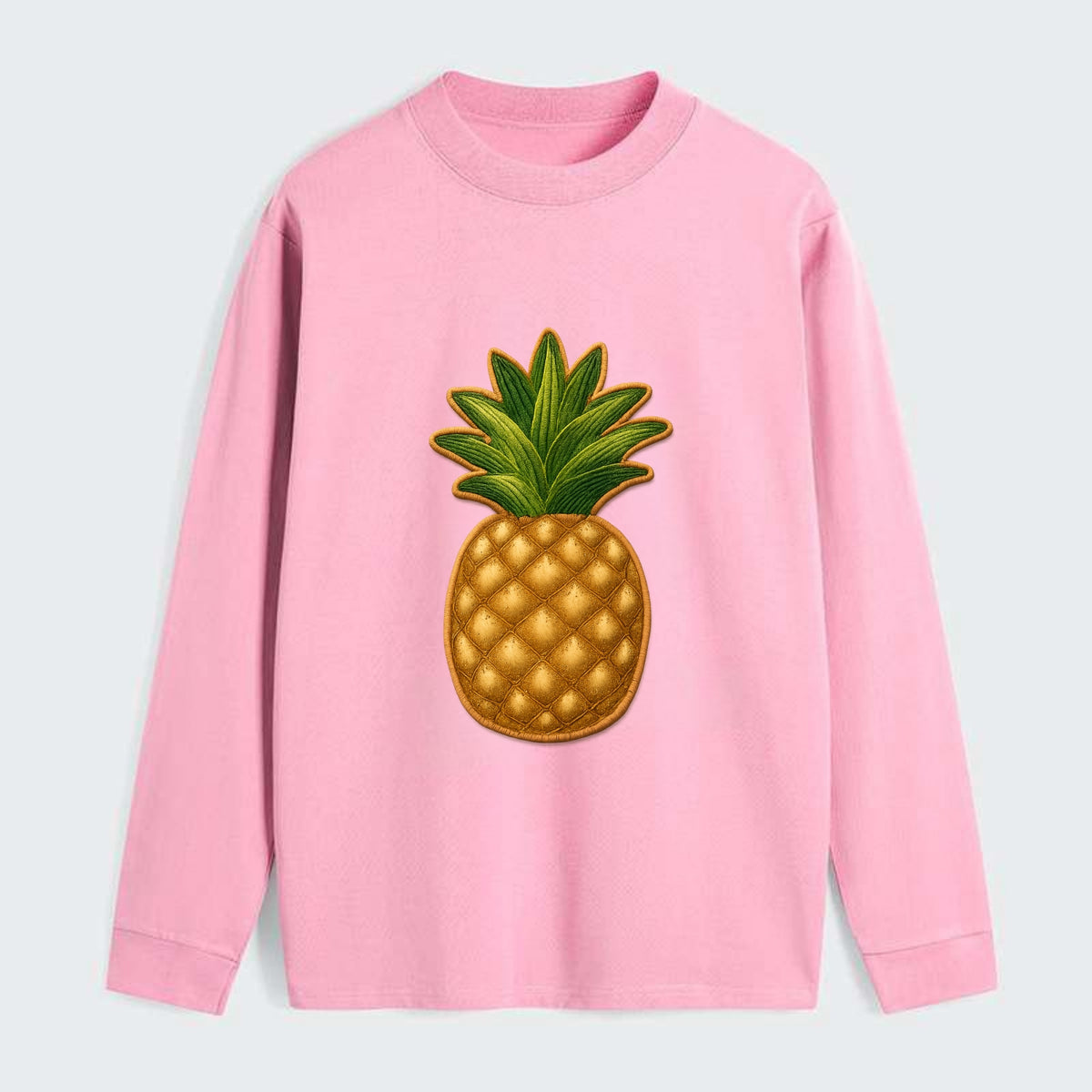 PINEAPPLE CROWN - tropical fruit in yellow and green , hospitality - Classic Long Sleeve Shirt - Pink