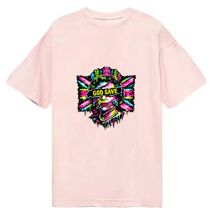 GOD SAVE | Torn royal portrait style | Blackout bar across eyes | Safety pin - Classic T-shirt - Pink