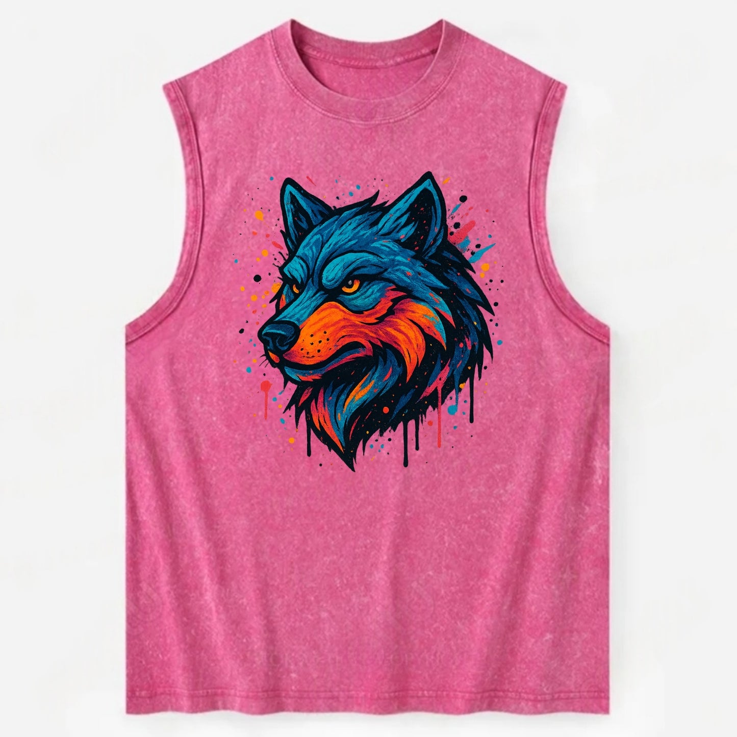 Velvet Wolf Royal  - Vintage Washed Tank - Pink