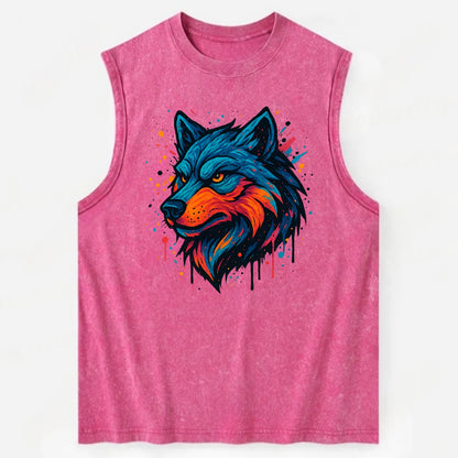 Velvet Wolf Royal  - Vintage Washed Tank - Pink