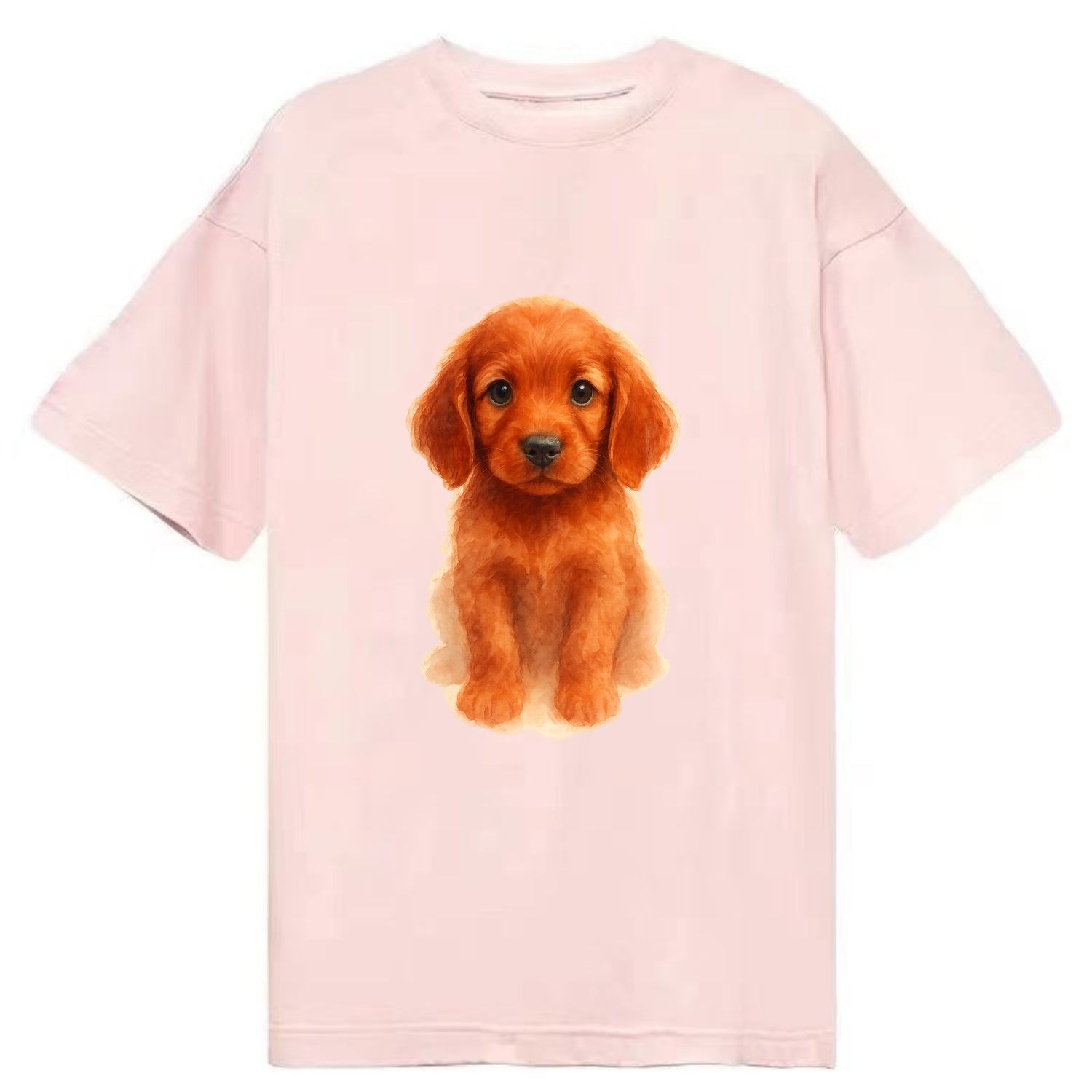 Baby Irish Setter Puppy - mahogany red coat, feathered ears, friendly eyes, - Classic T-shirt - Pink