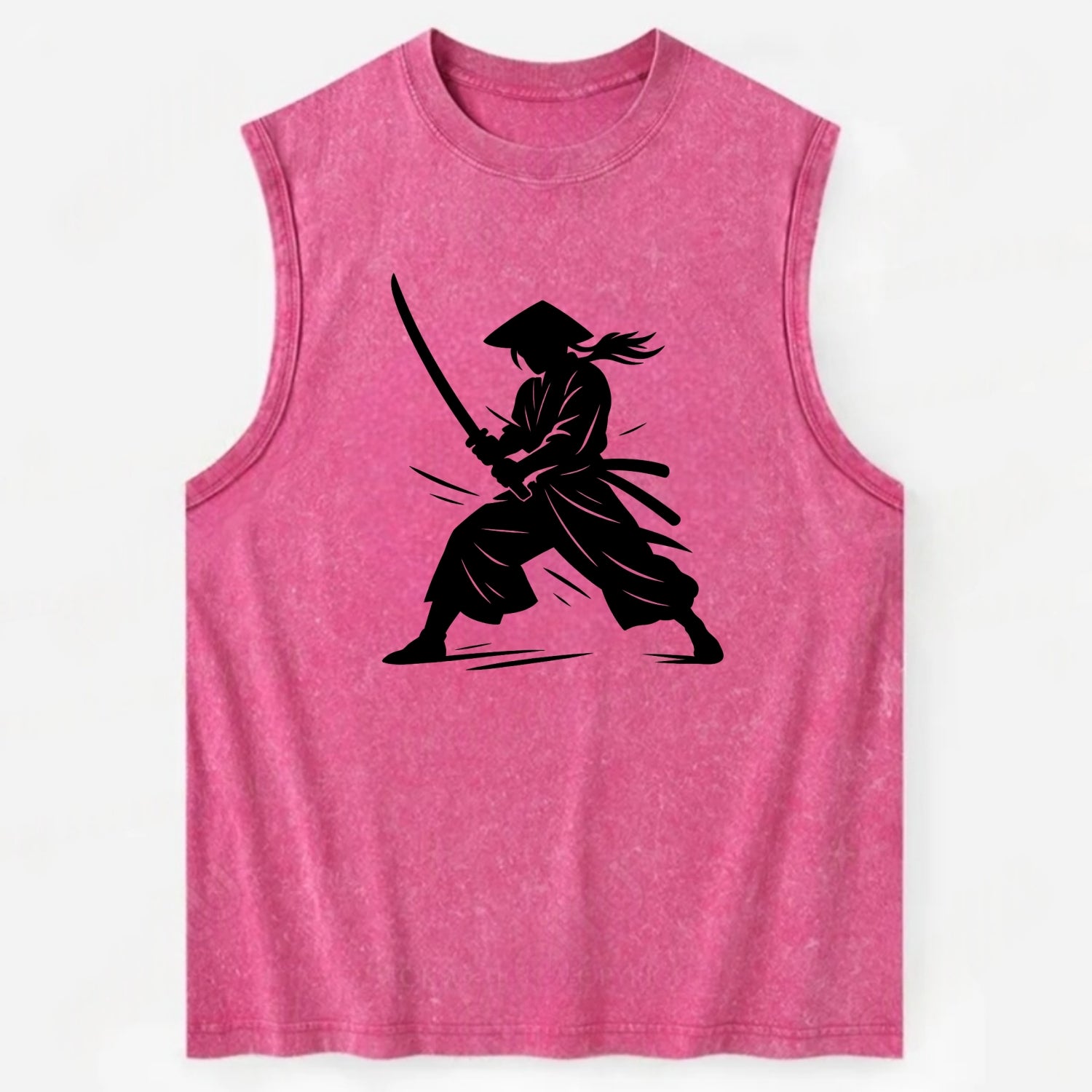 Samurai in battle-ready stance - Vintage Washed Tank - Pink