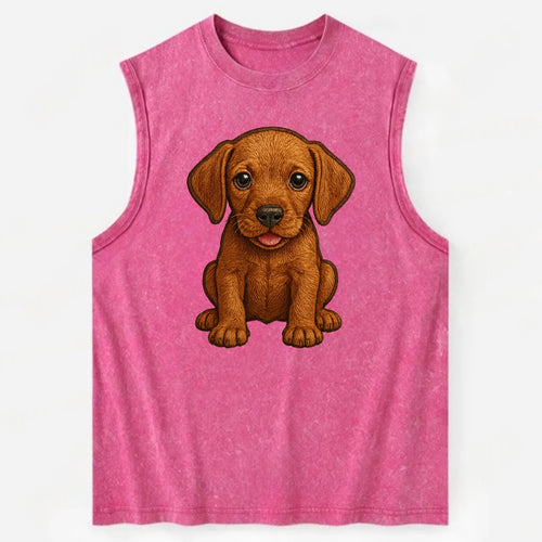 Baby Vizsla Puppy - golden rust coat, soulful eyes, athletic build, - Vintage Washed Tank
