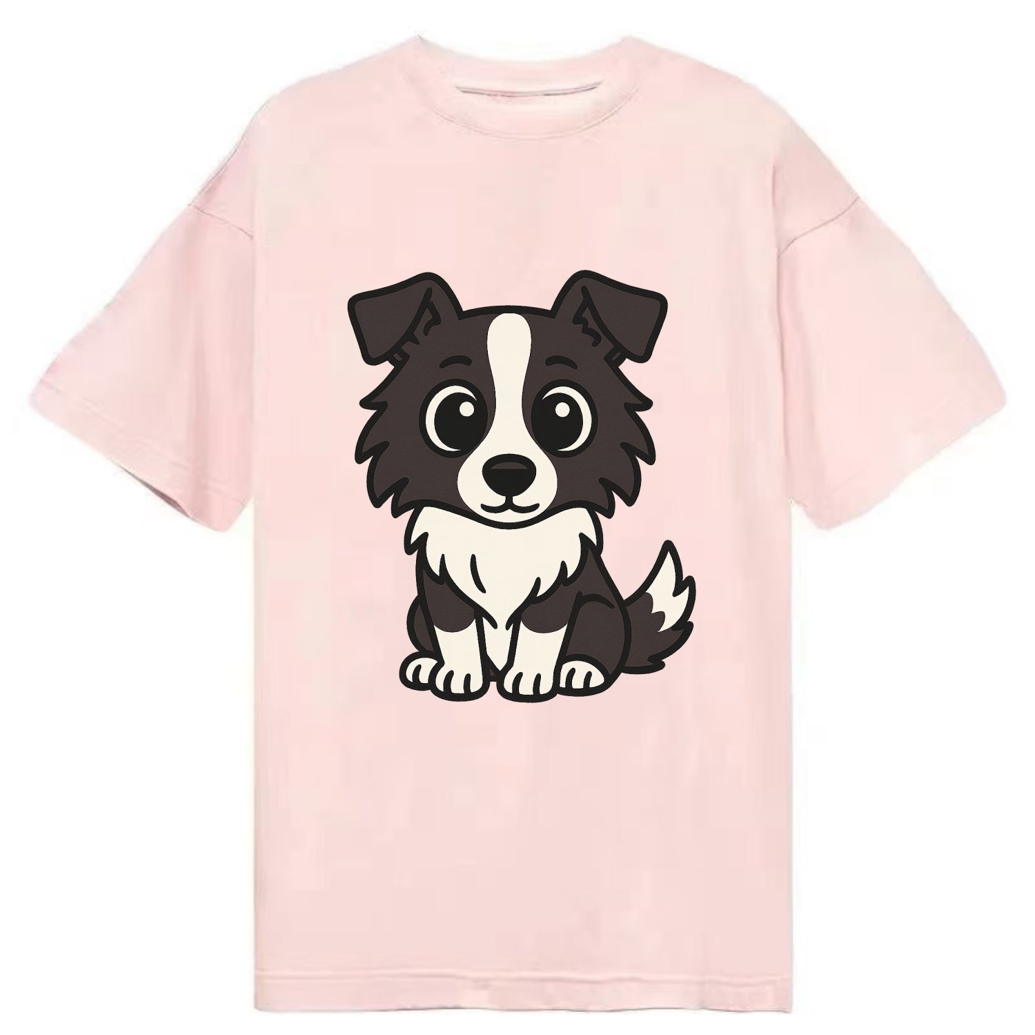 Border Collie - Intense stare sitting pose - Classic T-shirt - Pink