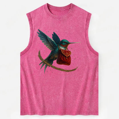 Frostbite Hummingbird Courier  - Vintage Washed Tank - Pink