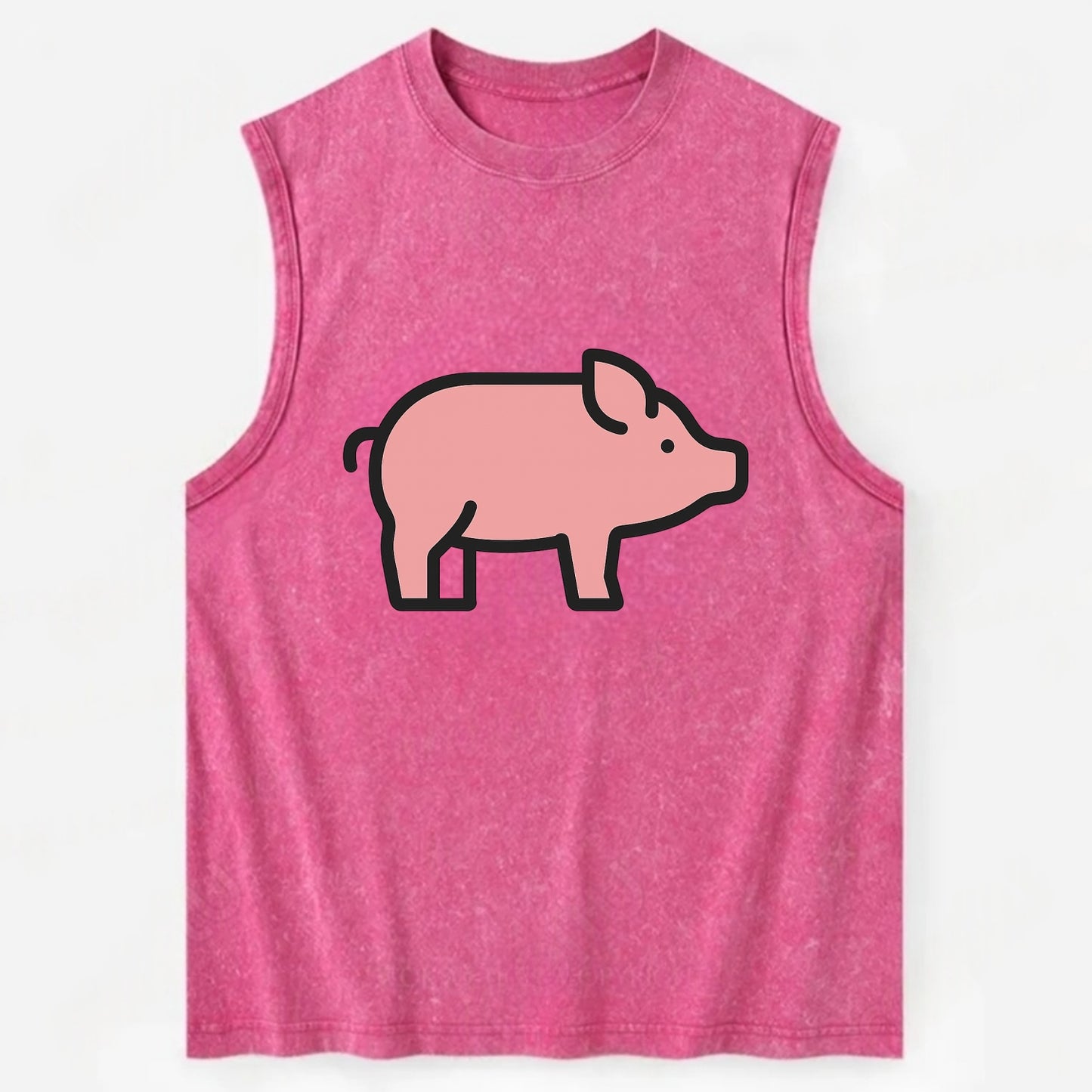 Pig - Pink farm pig flat side profile - Vintage Washed Tank - Pink