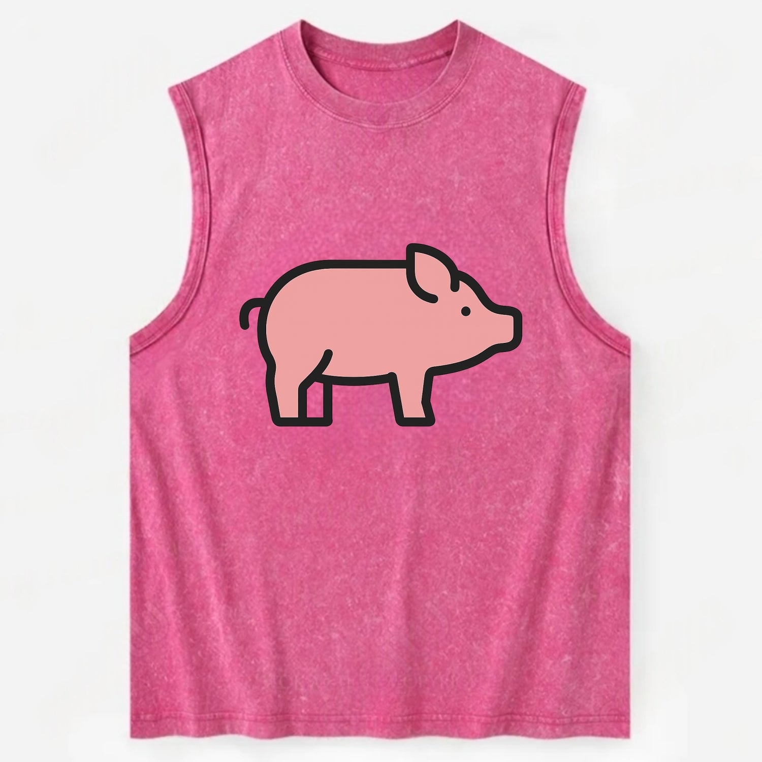 Pig - Pink farm pig flat side profile - Vintage Washed Tank - Pink
