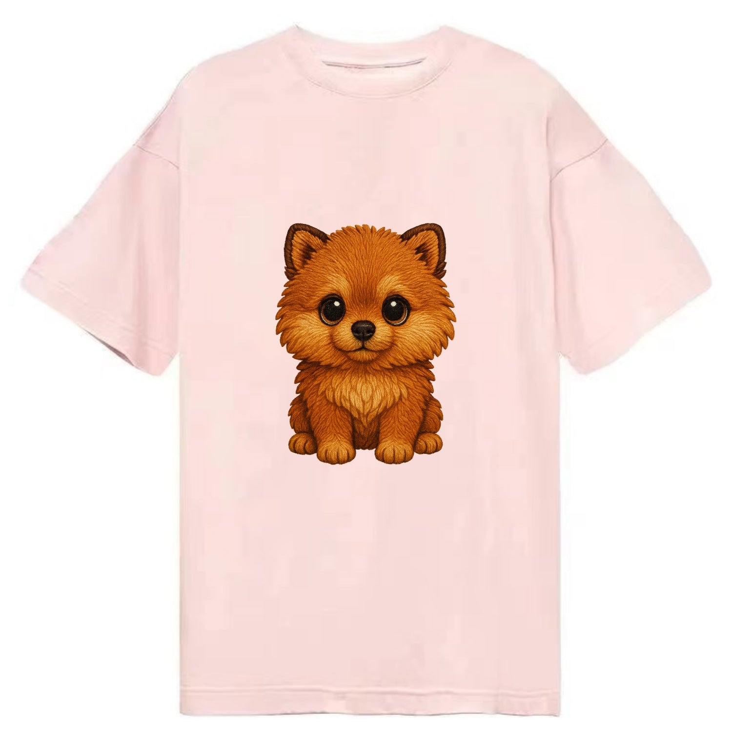 Baby Pomeranian Puppy - fluffy orange ball, fox face, tiny body, bright eyes, - Classic T-shirt - Pink