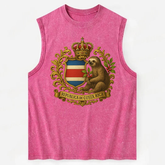 Costa Rica Sloth Emblem  - Vintage Washed Tank - Pink