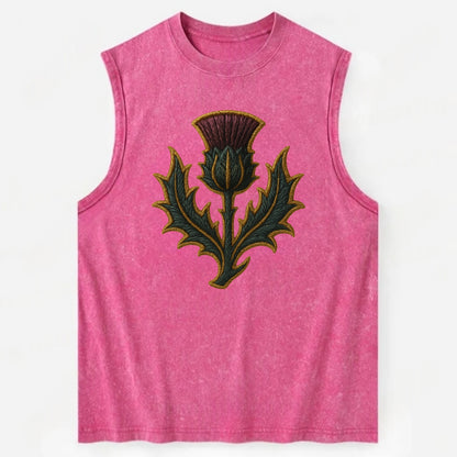 Scottish Thistle  - Vintage Washed Tank - Pink