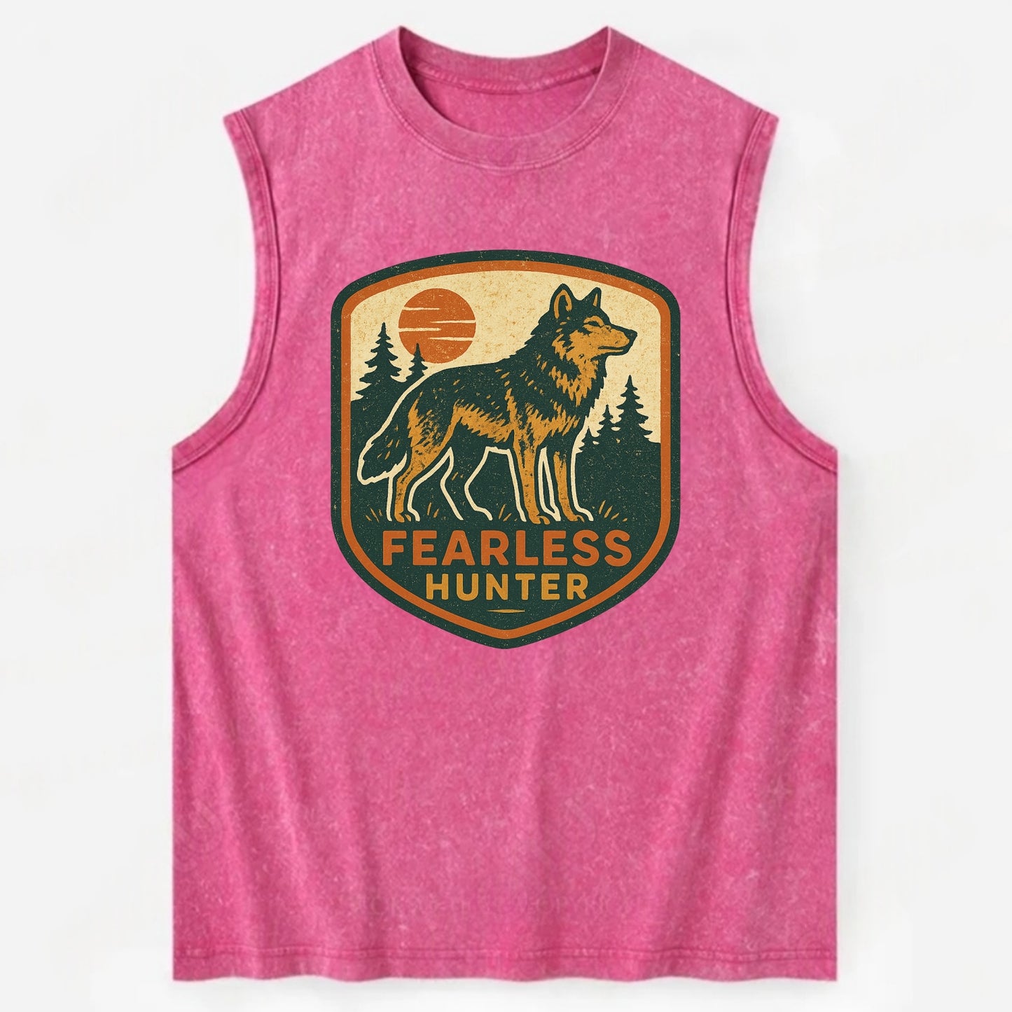 Fearless Hunter  - Vintage Washed Tank - Pink