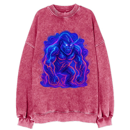 Mighty gorilla with electricity flowing through defined muscles, lightning - Vintage Sweatshirt - Pink