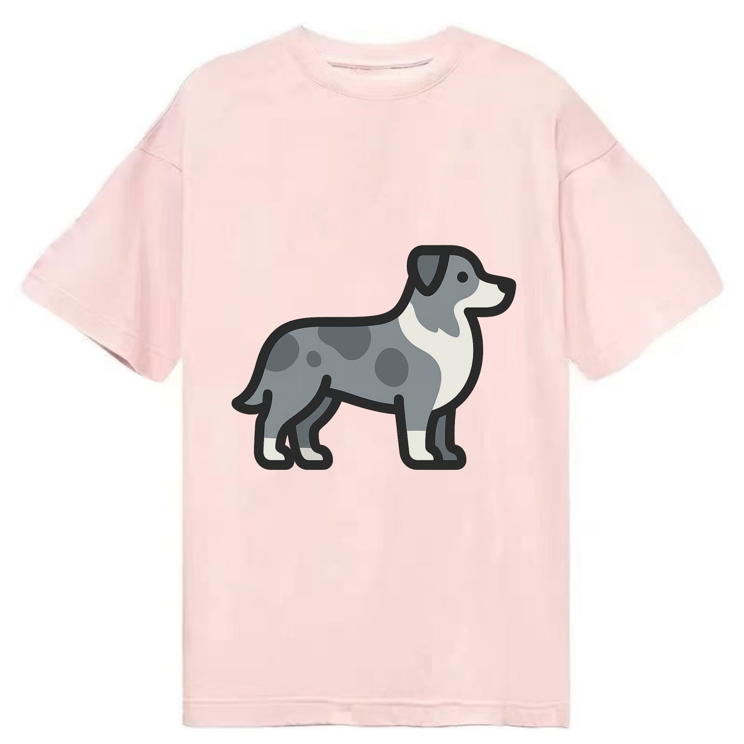 Australian Shepherd - Blue merle flat side profile - Classic T-shirt - Pink