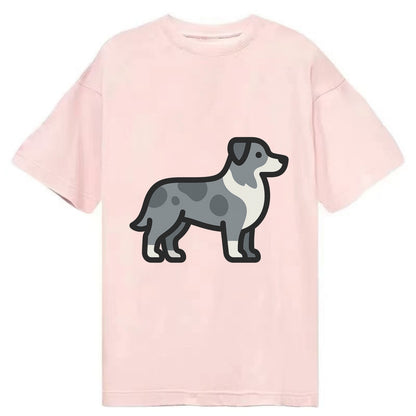 Australian Shepherd - Blue merle flat side profile - Classic T-shirt - Pink