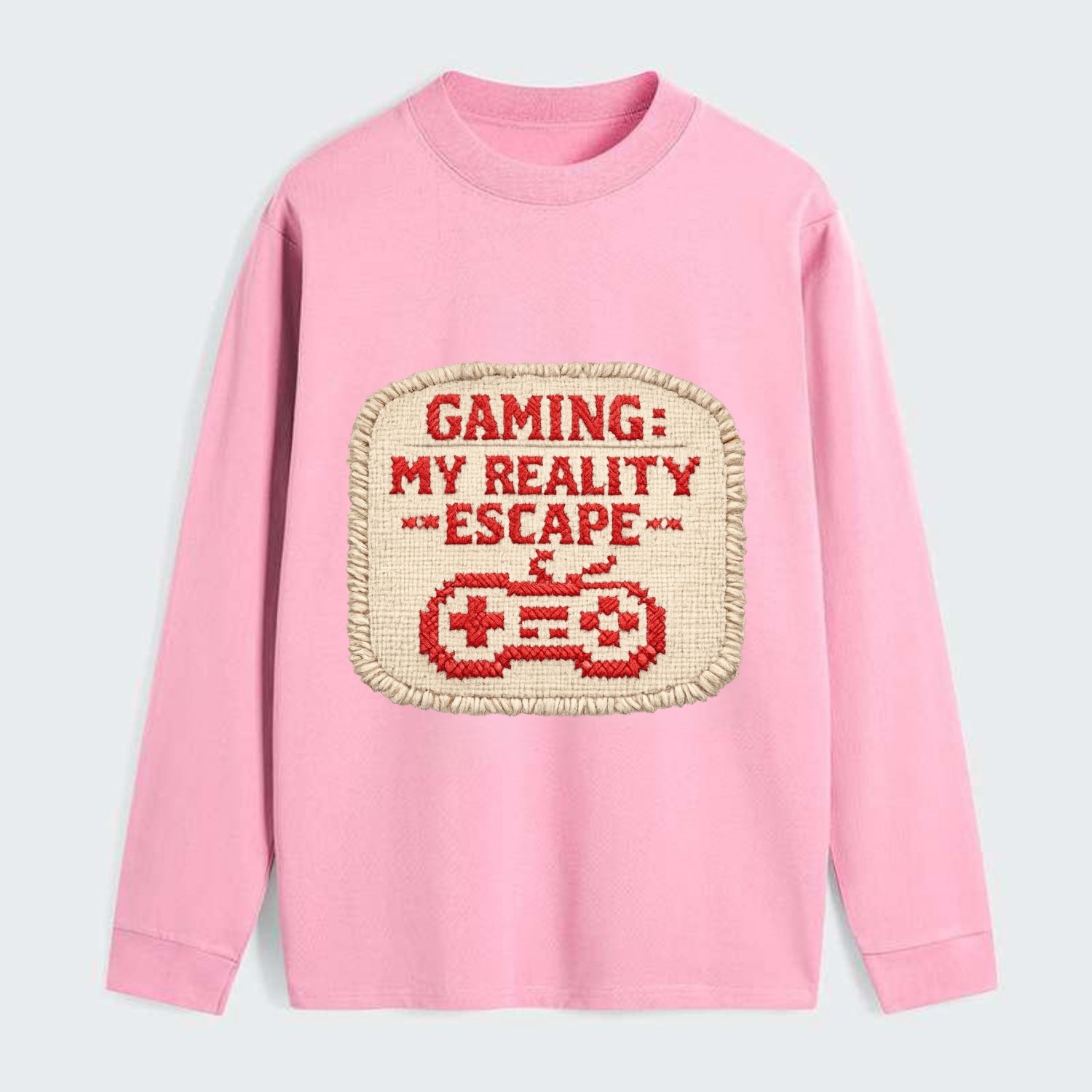 GAMING: MY REALITY ESCAPE - red game escape - red - gaming reality - Classic Long Sleeve Shirt - Pink