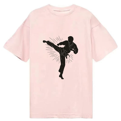 Taekwondo athlete spinning heel kick - Classic T-shirt - Pink