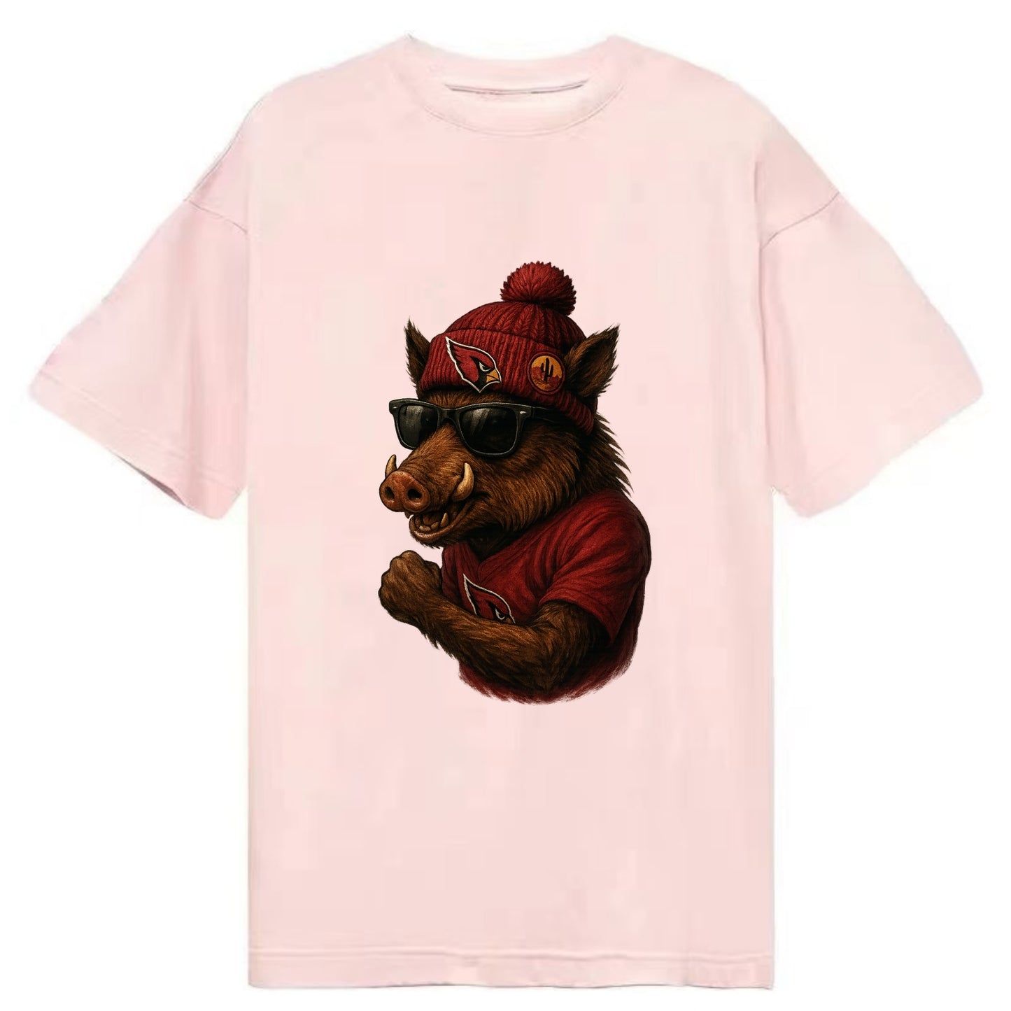Arizona Javelina wearing Cardinals beanie with desert patch and wayfarer - Classic T-shirt - Pink