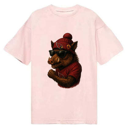 Arizona Javelina wearing Cardinals beanie with desert patch and wayfarer - Classic T-shirt - Pink