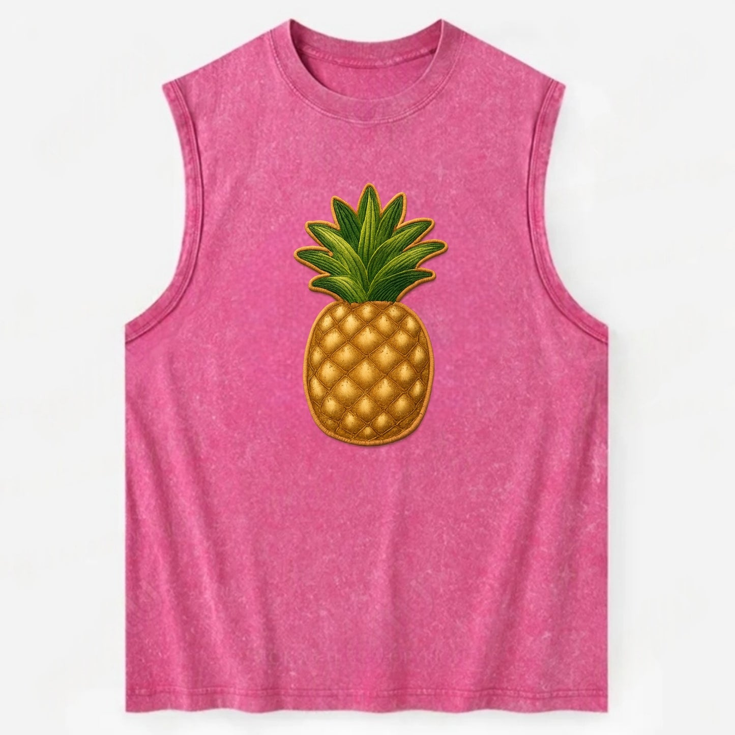 PINEAPPLE CROWN - tropical fruit in yellow and green , hospitality - Vintage Washed Tank - Pink