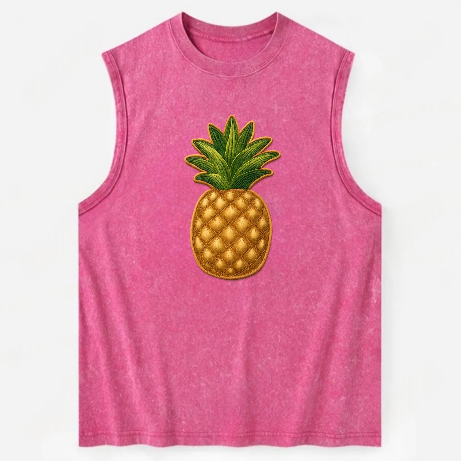 PINEAPPLE CROWN - tropical fruit in yellow and green , hospitality - Vintage Washed Tank - Pink