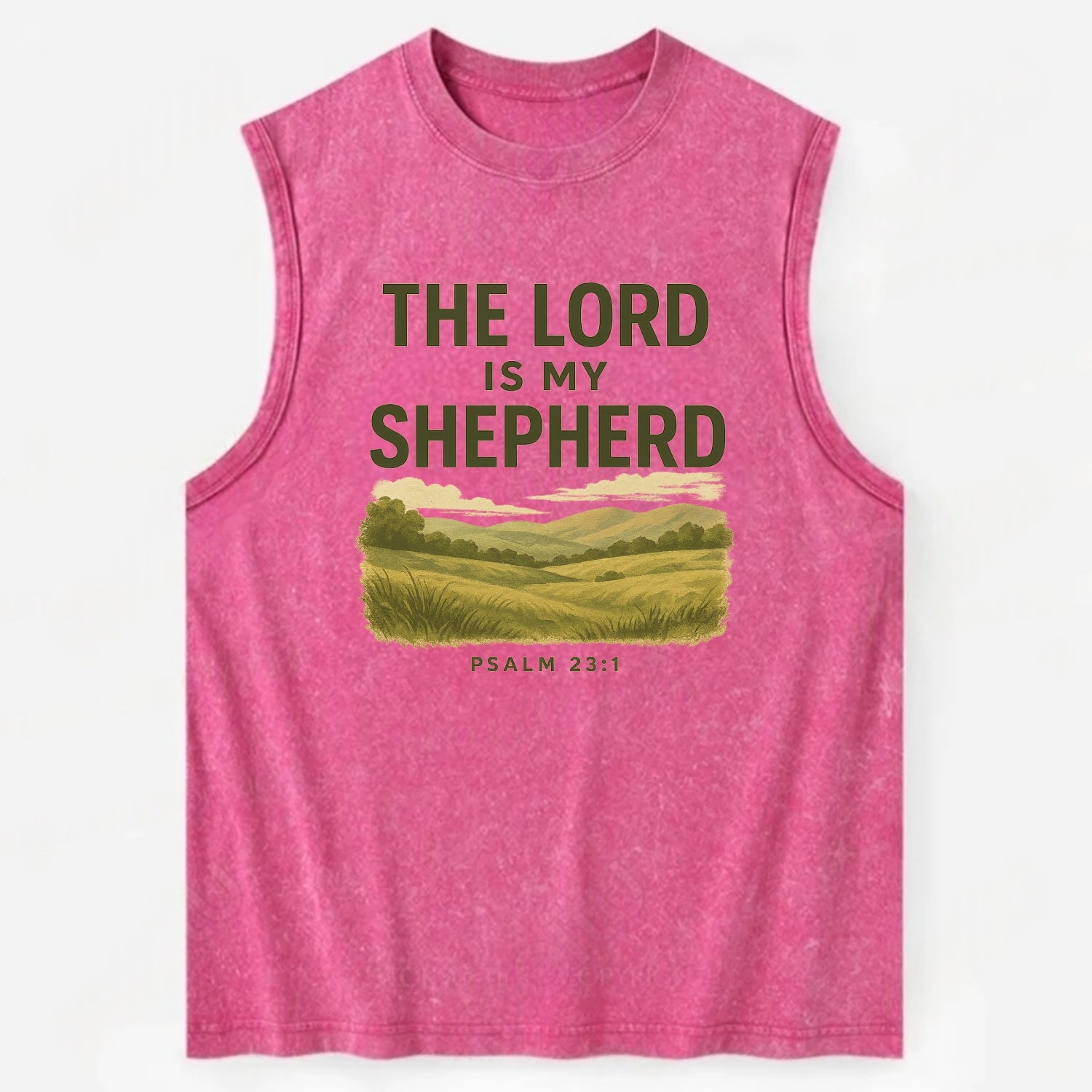 Psalm 23:1 Meadow - Vintage Washed Tank - Pink