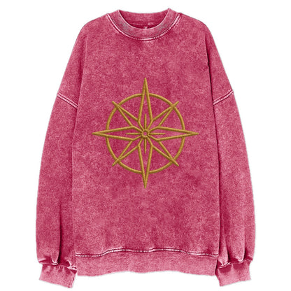 Compass Rose  - Vintage Sweatshirt - Pink