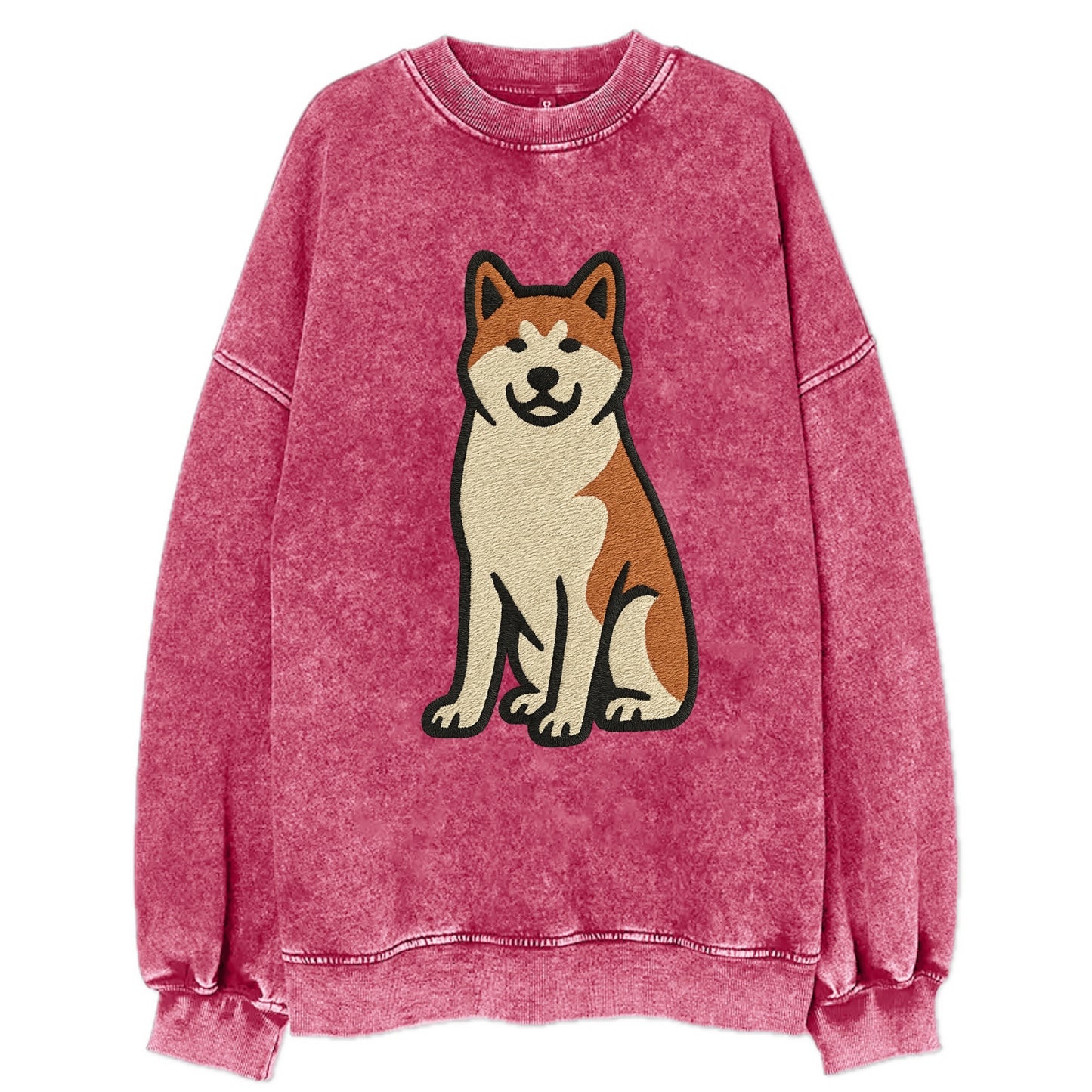 Akita - White and red sitting pose - Vin Vintage Sweatshirt - Pink
