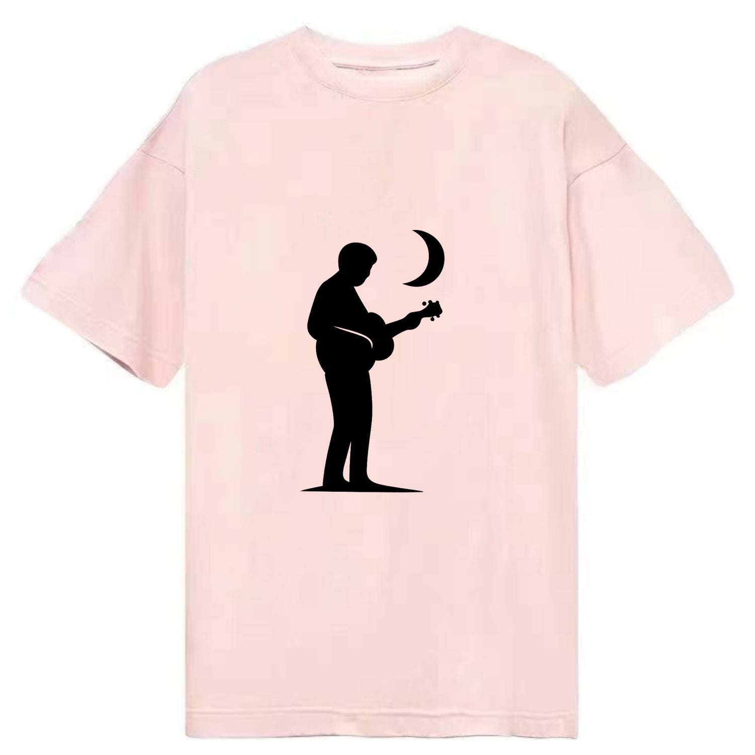 Guitarist playing acoustic under moonlight - Classic T-shirt - Pink